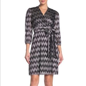 Eliza J Black and Silver Chevron Mini Dress